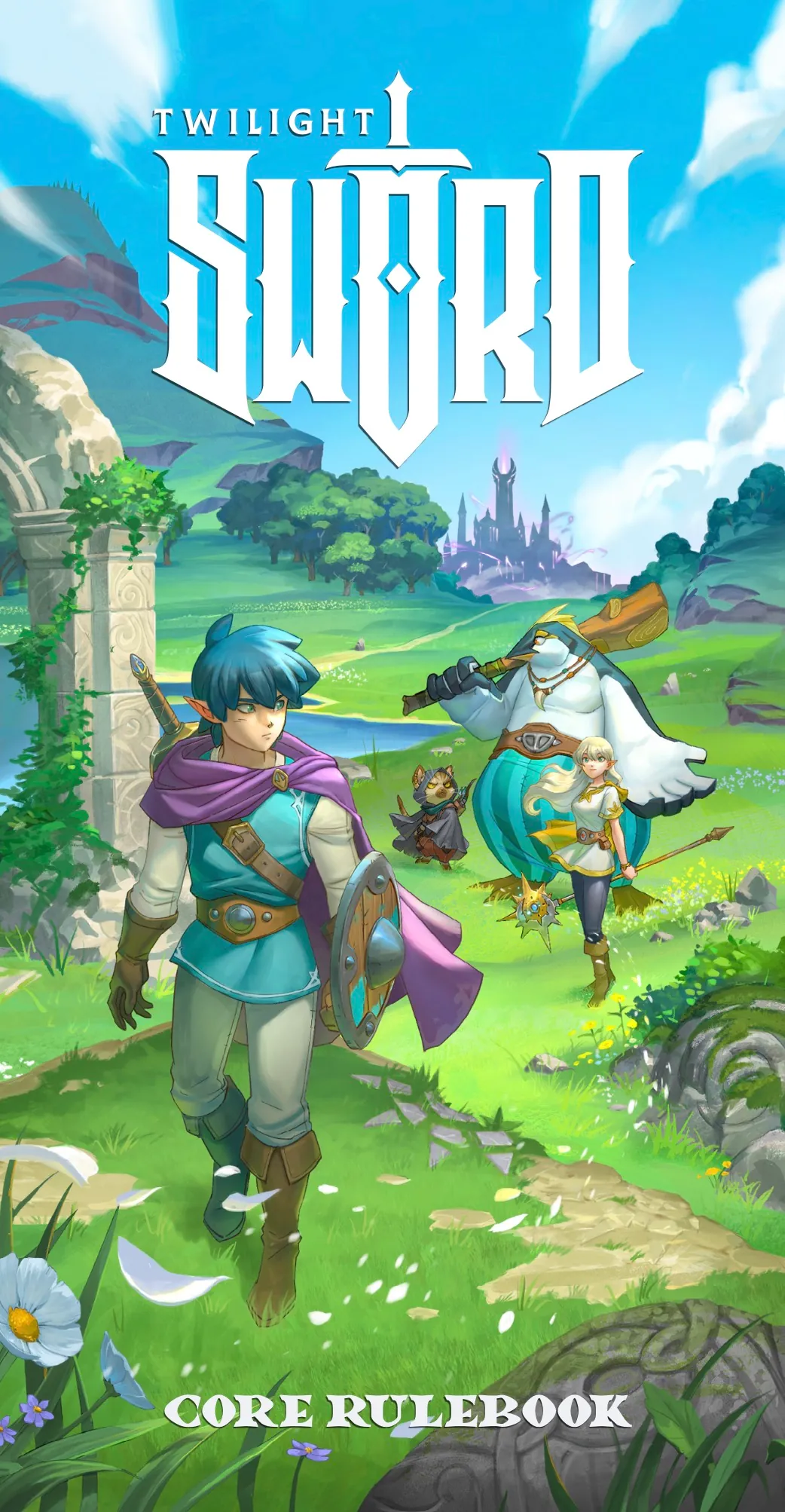 Twilight Sword core rulebook cover and game materials